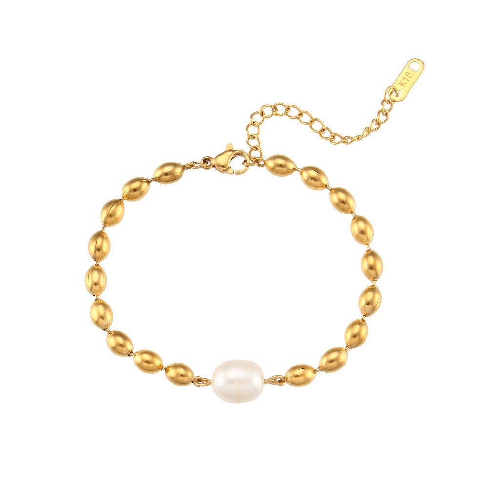 Bracelet perles blanc doré – Lila