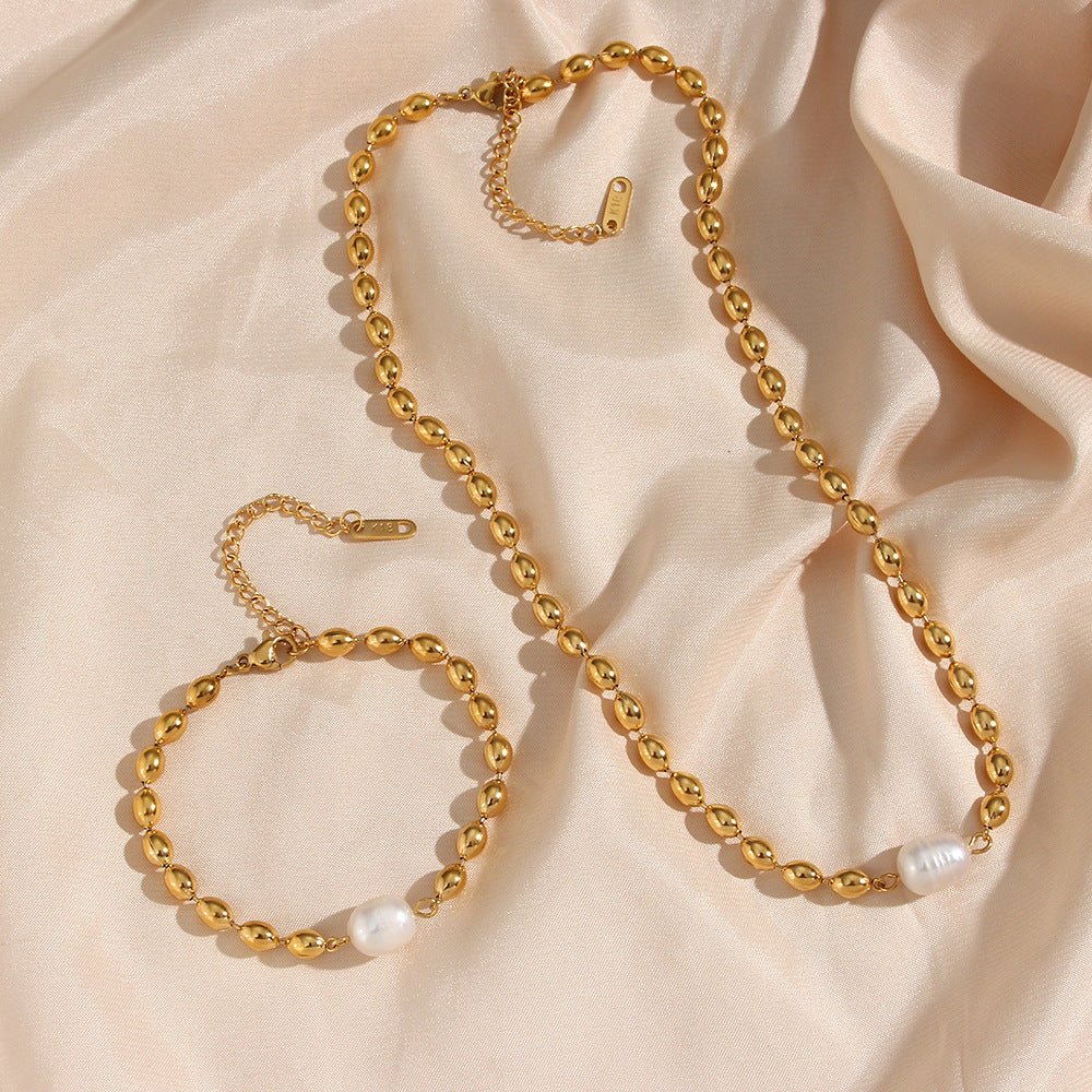 Bracelet perles blanc doré – Lila