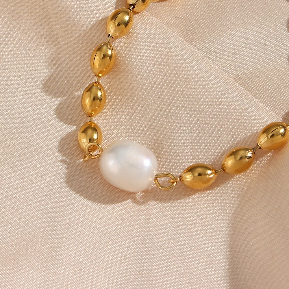 Collier choker perles dorées baroque – Lila