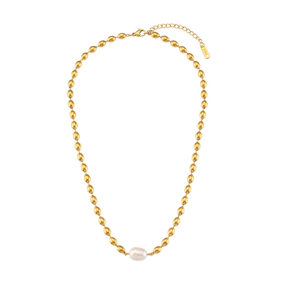 Collier choker perles dorées baroque – Lila