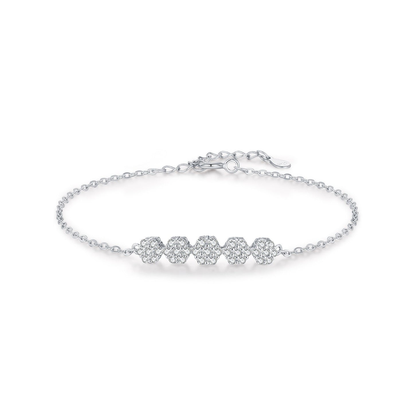 Bracelet argent motif floral pierres transparentes – Nina