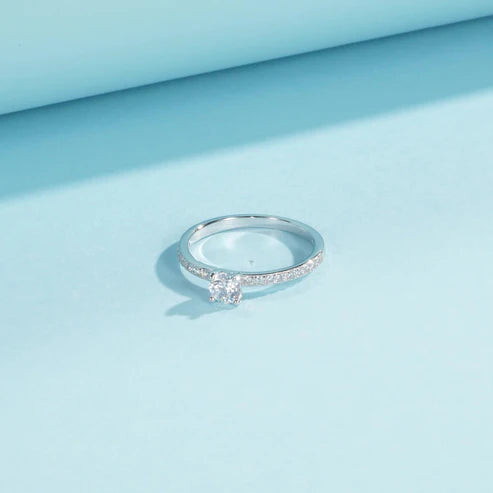 Bague solitaire argent pierre transparente – Noémie