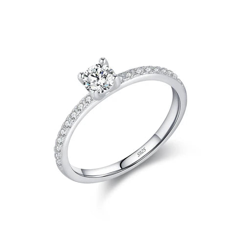 Bague solitaire argent pierre transparente – Noémie