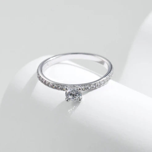 Bague solitaire argent pierre transparente – Noémie