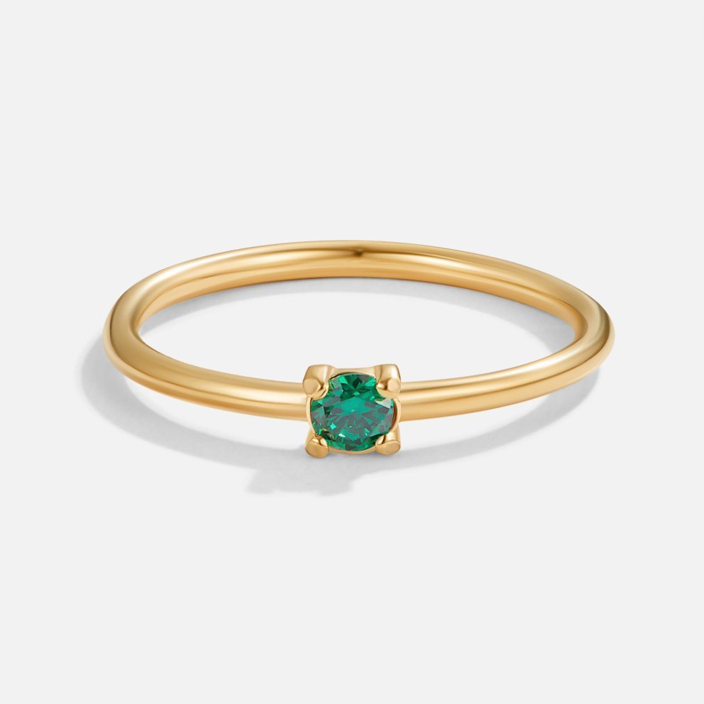 Bague fine solitaire or pierre verte – Lise