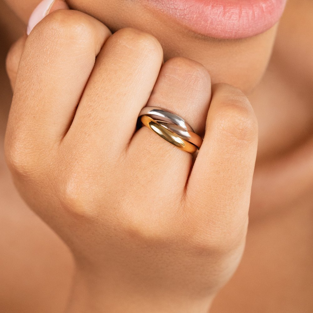 Bague entrelacée bicolore doré argent – Léa
