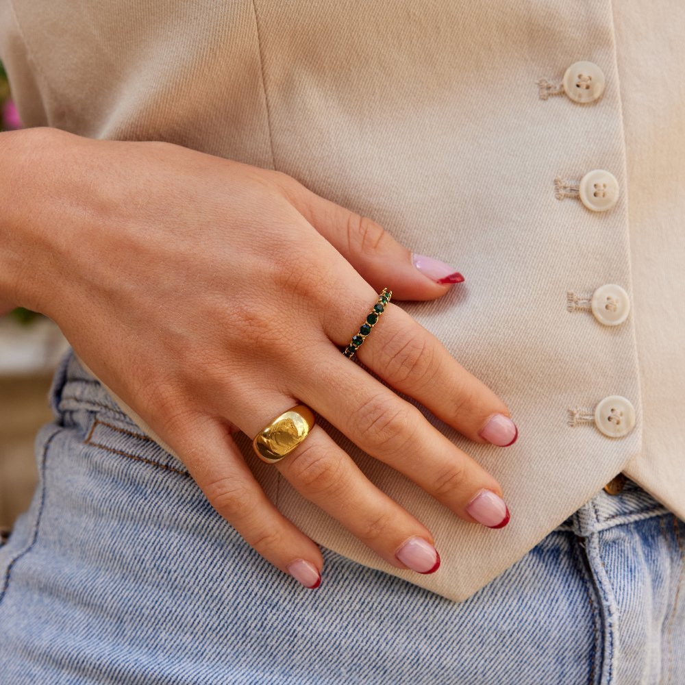 Bague bombée lisse Or – Lila