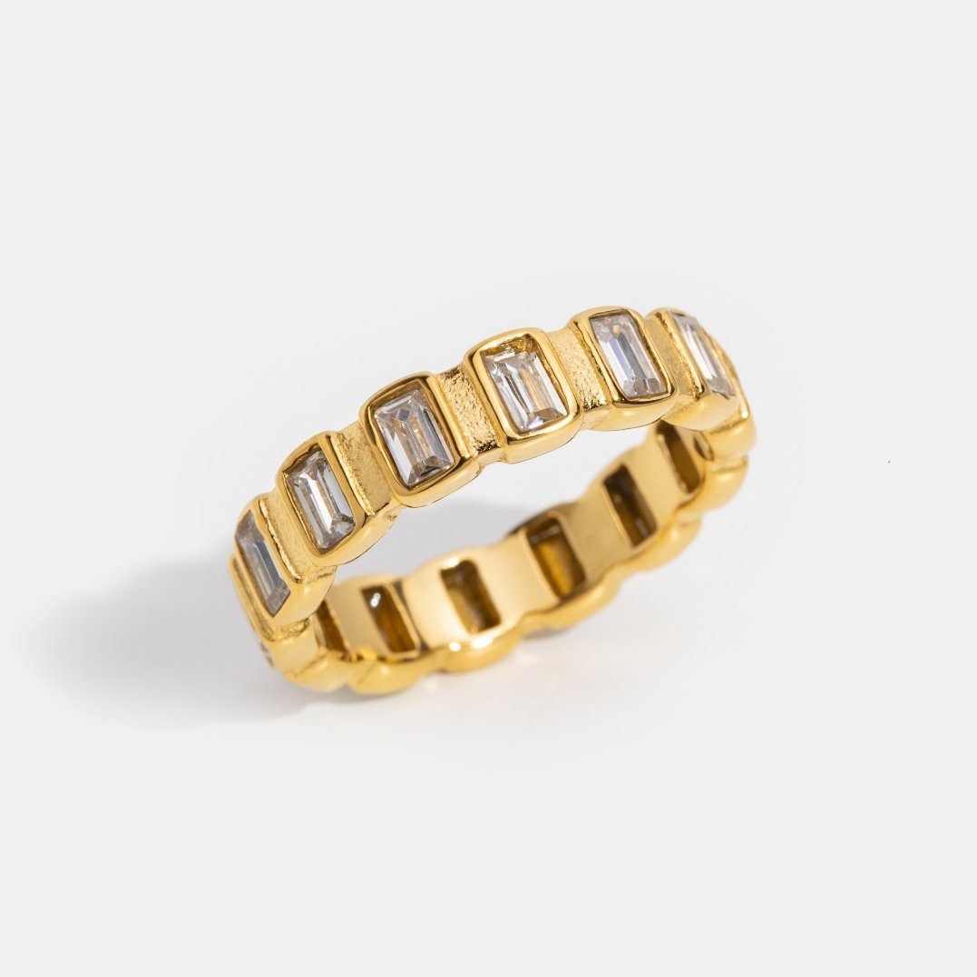 Bague rectangulaire or serti clos – Léo