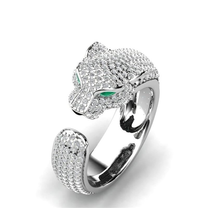 Bague ajustable jaguar pavée argent or rose – Léo