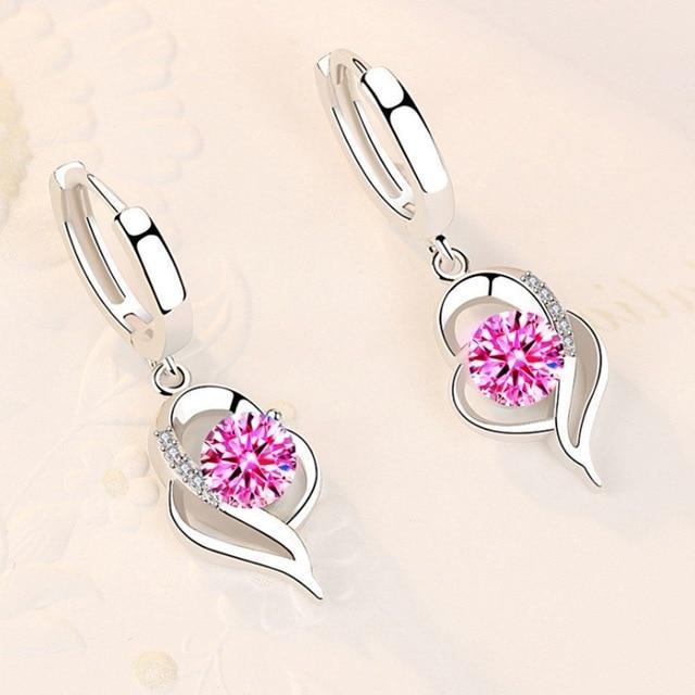 Boucles goutte argent zircon bleu – Lise