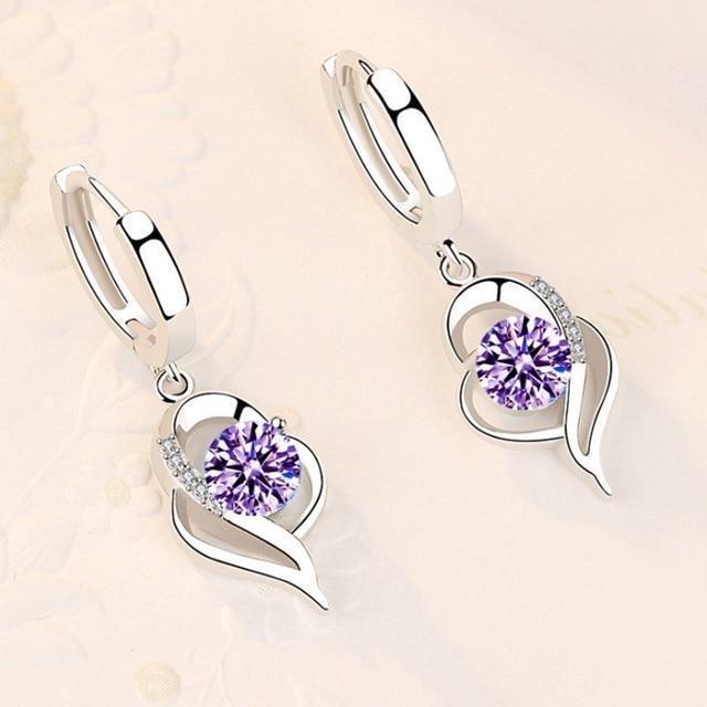 Boucles goutte argent zircon bleu – Lise