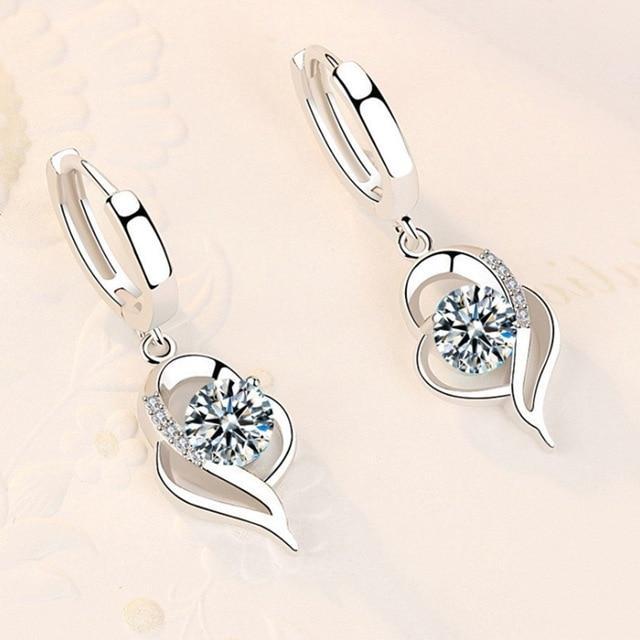 Boucles goutte argent zircon bleu – Lise