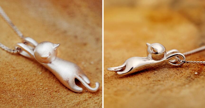 Collier pendentif chat argent – Léo