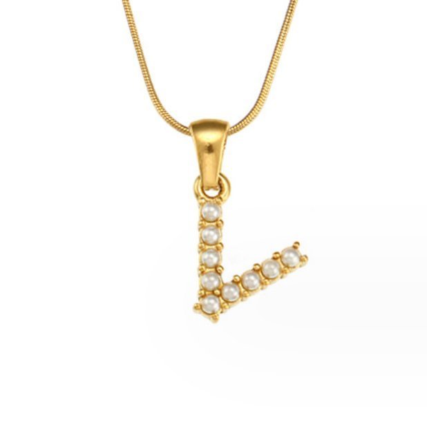 Collier doré avec pendentif lettre Perle – Sanne