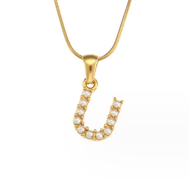 Collier doré avec pendentif lettre Perle – Sanne