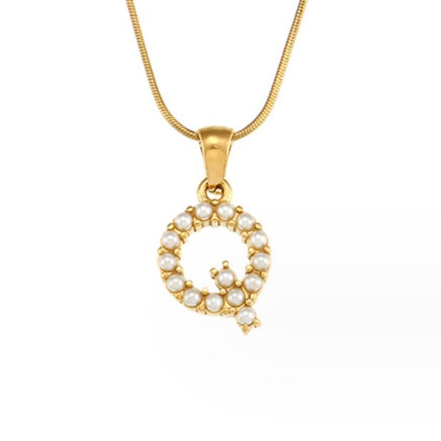 Collier doré avec pendentif lettre Perle – Sanne