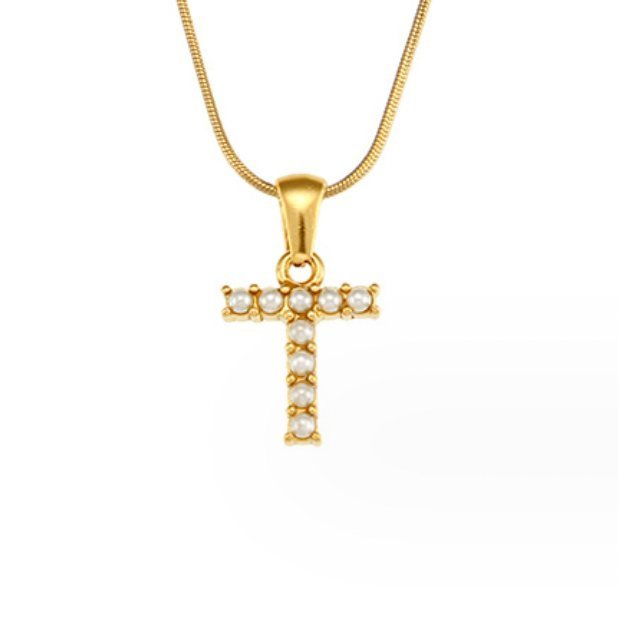 Collier doré avec pendentif lettre Perle – Sanne