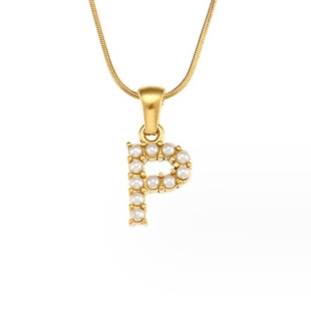 Collier doré avec pendentif lettre Perle – Sanne