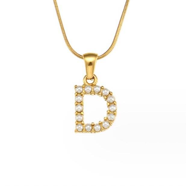 Collier doré avec pendentif lettre Perle – Sanne