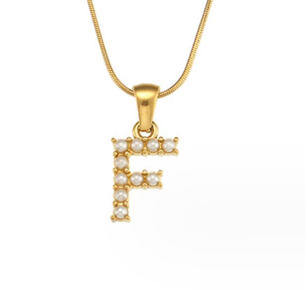 Collier doré avec pendentif lettre Perle – Sanne