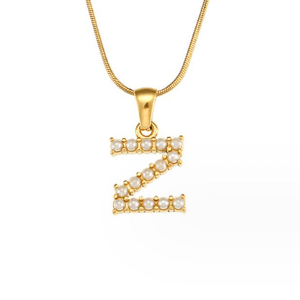 Collier doré avec pendentif lettre Perle – Sanne