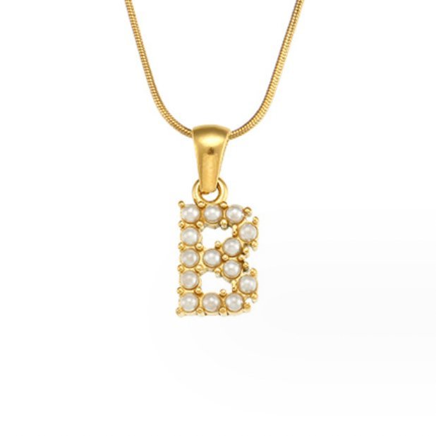 Collier doré avec pendentif lettre Perle – Sanne