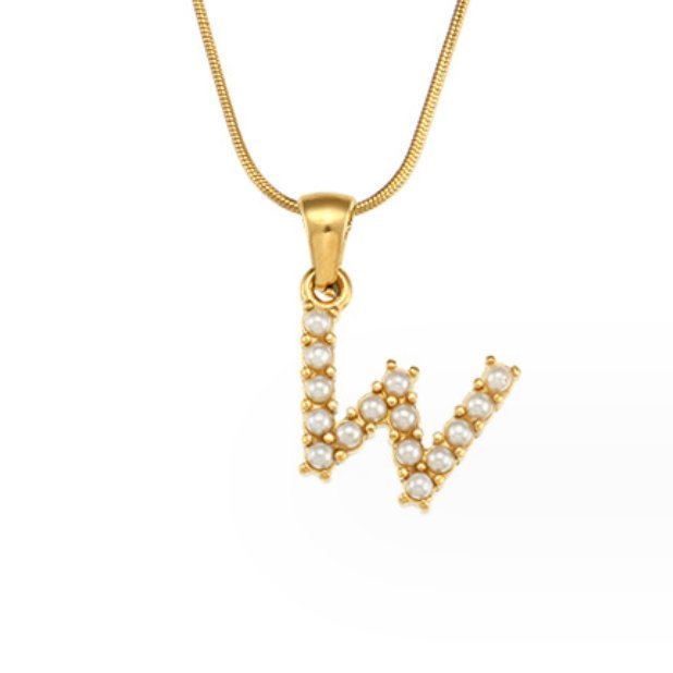 Collier doré avec pendentif lettre Perle – Sanne