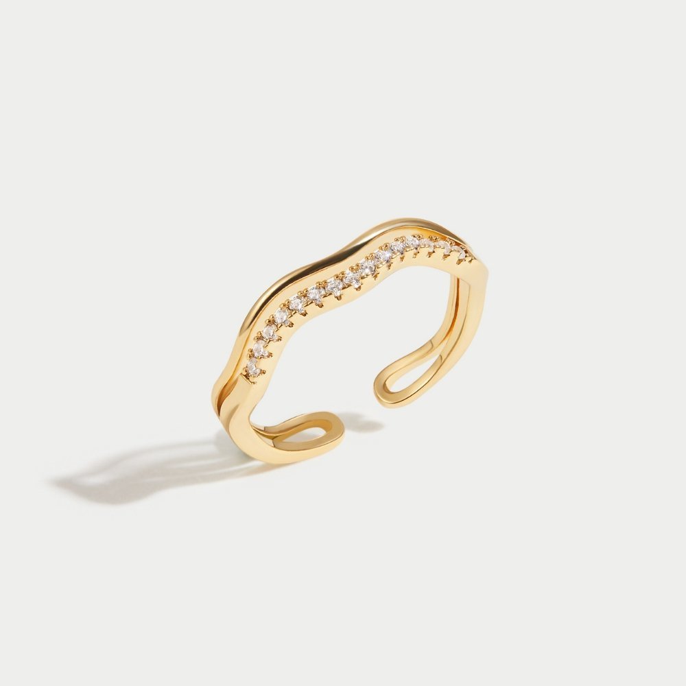 Bague vague or cristaux transparents – Lila