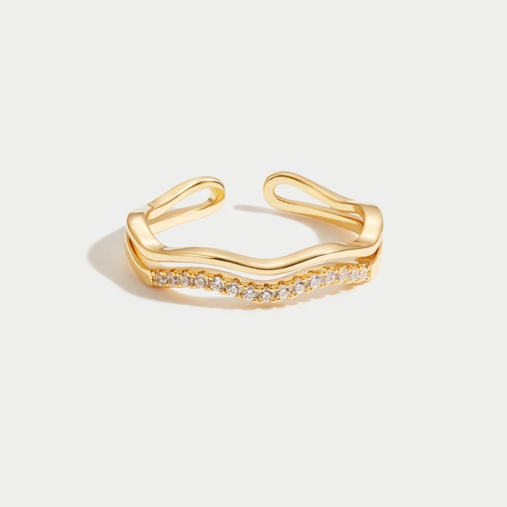 Bague vague or cristaux transparents – Lila