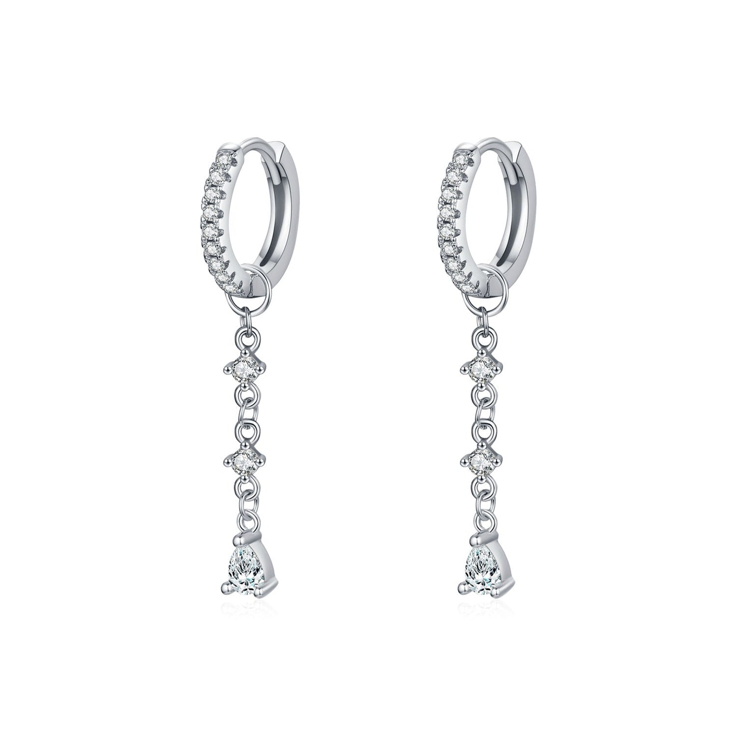 Boucles d’oreilles pendantes argent pierres claires – Lila