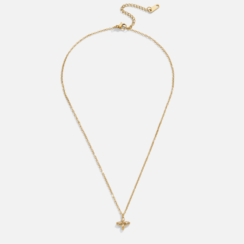 Collier chaîne croix cristaux plaqué or – Lila