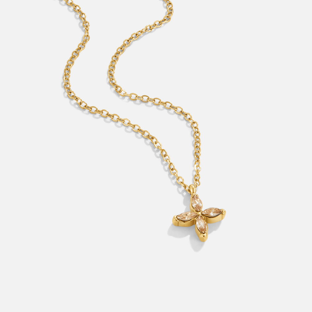 Collier chaîne croix cristaux plaqué or – Lila