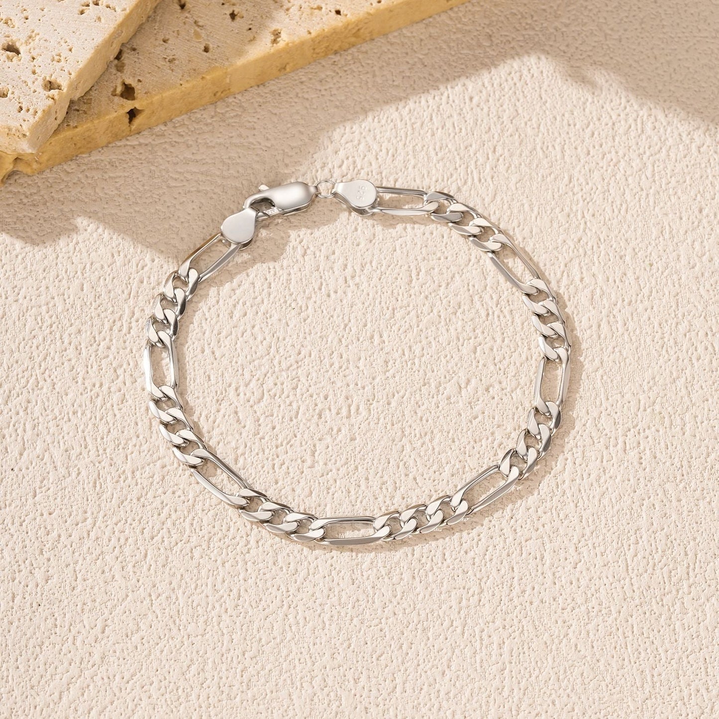 Bracelet maillons ovales et rectangulaires argent – Léo
