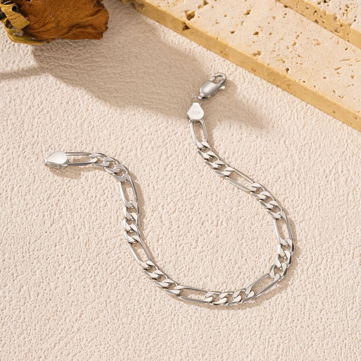 Bracelet maillons ovales et rectangulaires argent – Léo