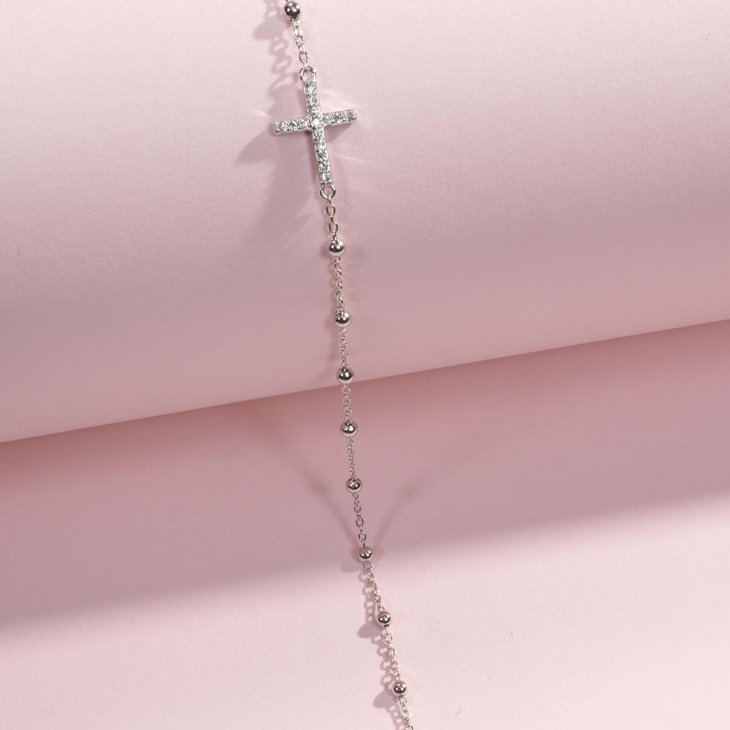Collier pendentif croix fleur argent – Lise