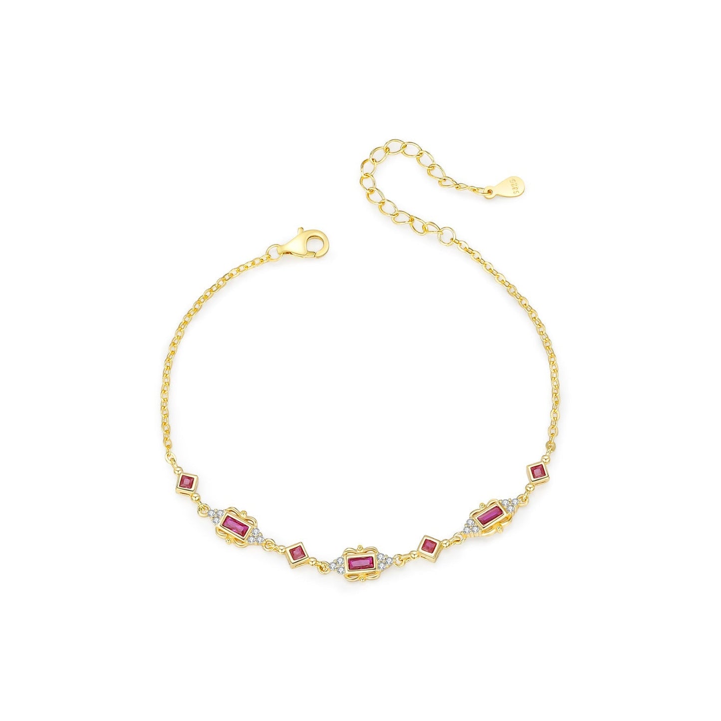 Bracelet maillons losange doré sertis – Léo