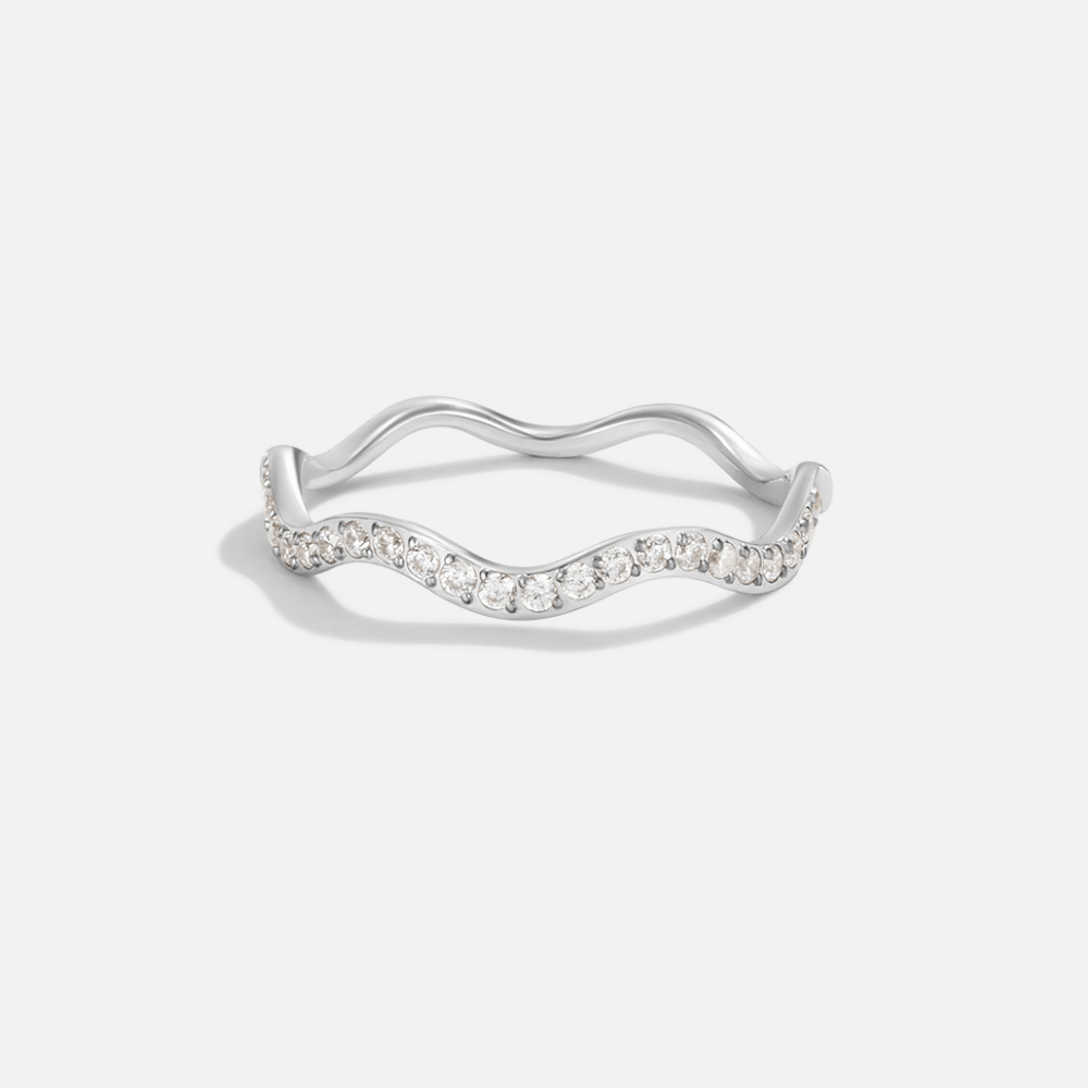 Bague ondulée argent cristaux – Léo