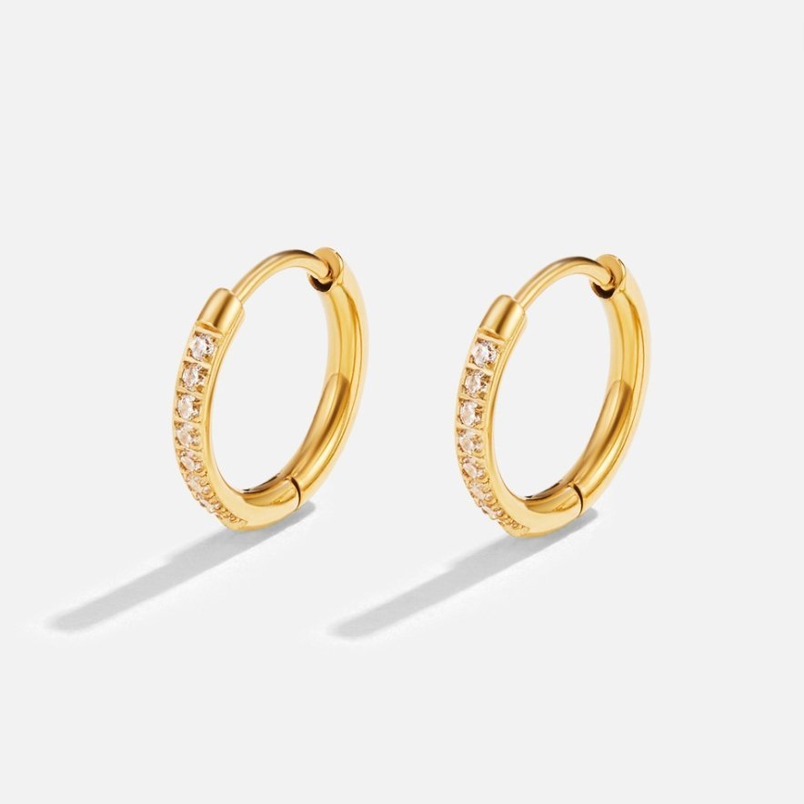 Demi-créoles plaqué or pierres claires – Lila