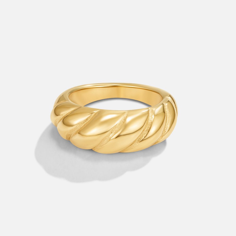 Bague croissant rainurée Or – Léo