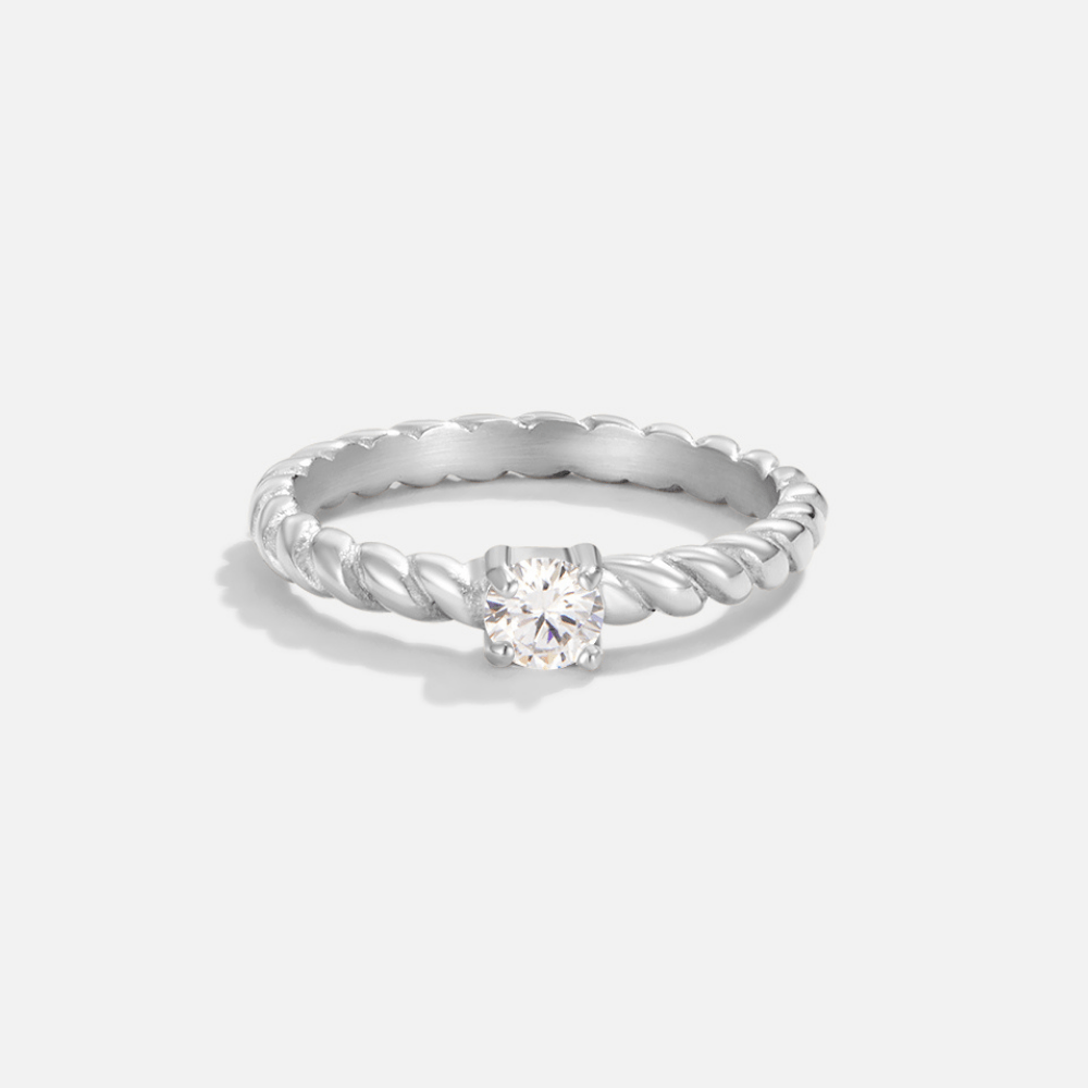 Bague spirale argent pierre ronde – Léo
