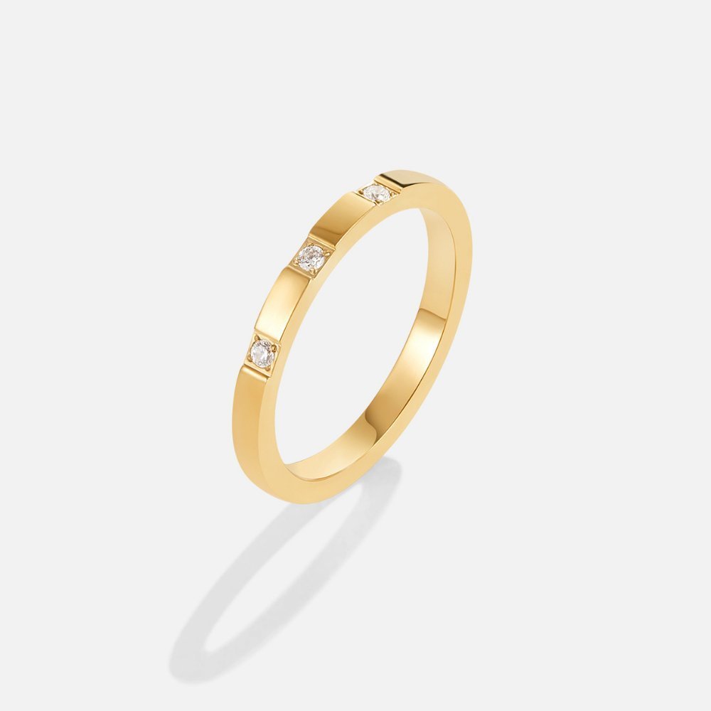 Bague fine minimaliste or cristaux – Léo