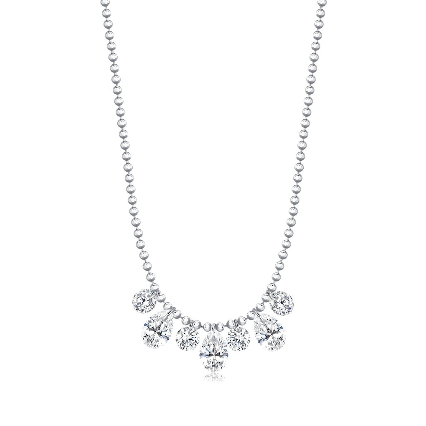 Collier pendentifs goutte argent pierres cristallines – Lila