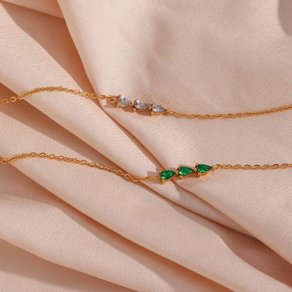 Bracelet chaîne plaqué or cristaux goutte – Lina