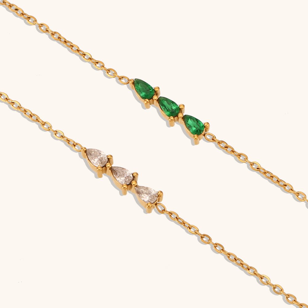Bracelet chaîne plaqué or cristaux goutte – Lina