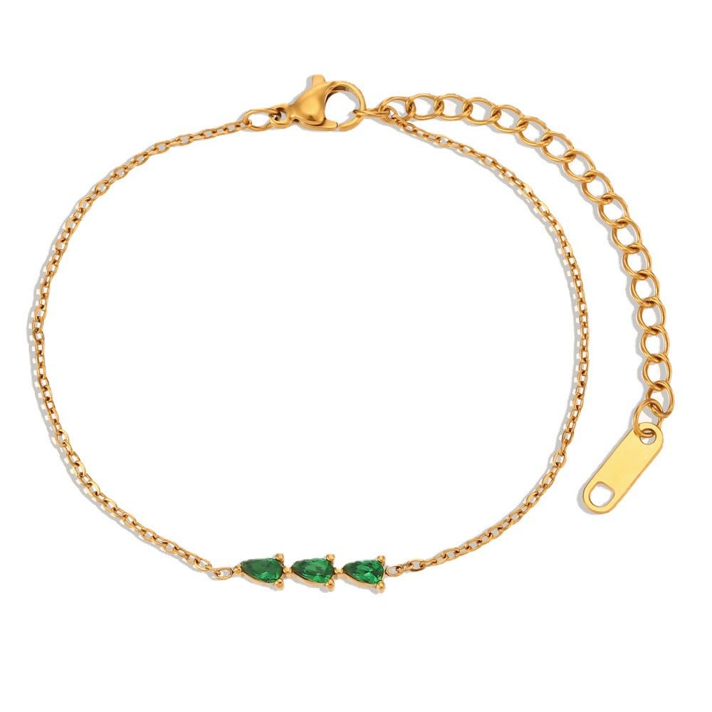 Bracelet chaîne plaqué or cristaux goutte – Lina