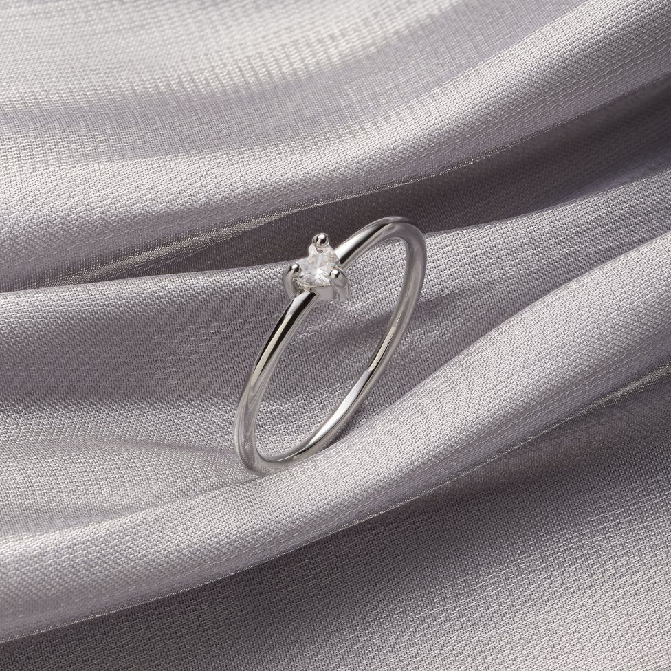 Bague cœur sertie argent – Léo