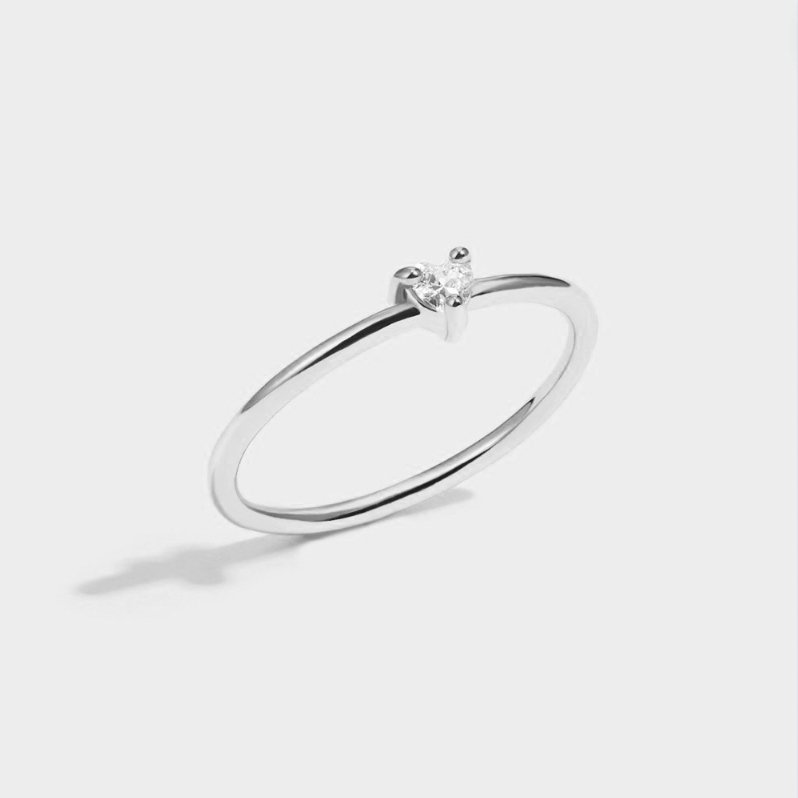Bague cœur sertie argent – Léo