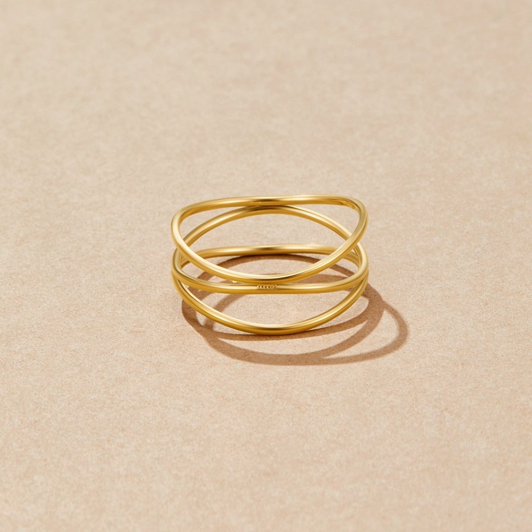 Bague anneaux fins entrelacés Or – Lise
