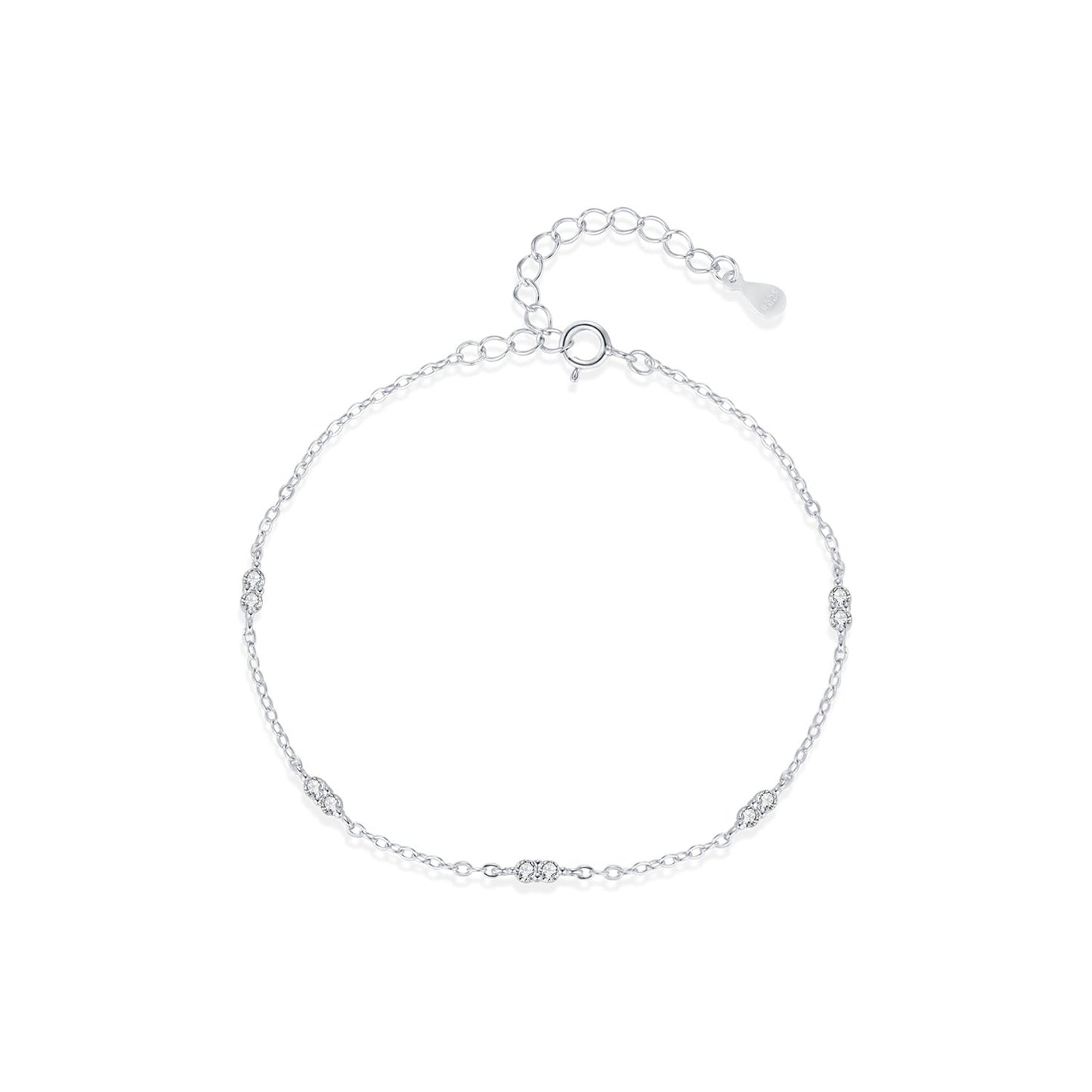 Bracelet chaîne fine argent pierres claires – Léa