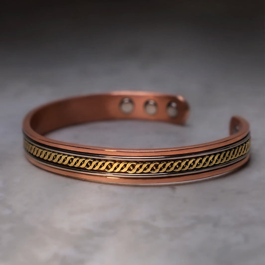 Bracelet jonc cuivre tressé doré – Léo